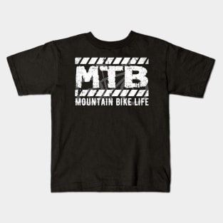 Mountain Bike Gear Cycle Accessories Distressed Graphic MTB Kids T-Shirt